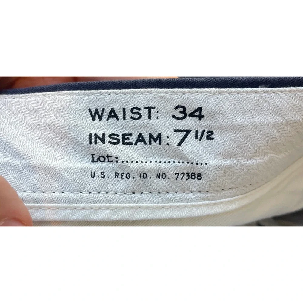 J. Crew Reimagined Pleated Navy Chino Shorts Mens 34 Cotton 7.5